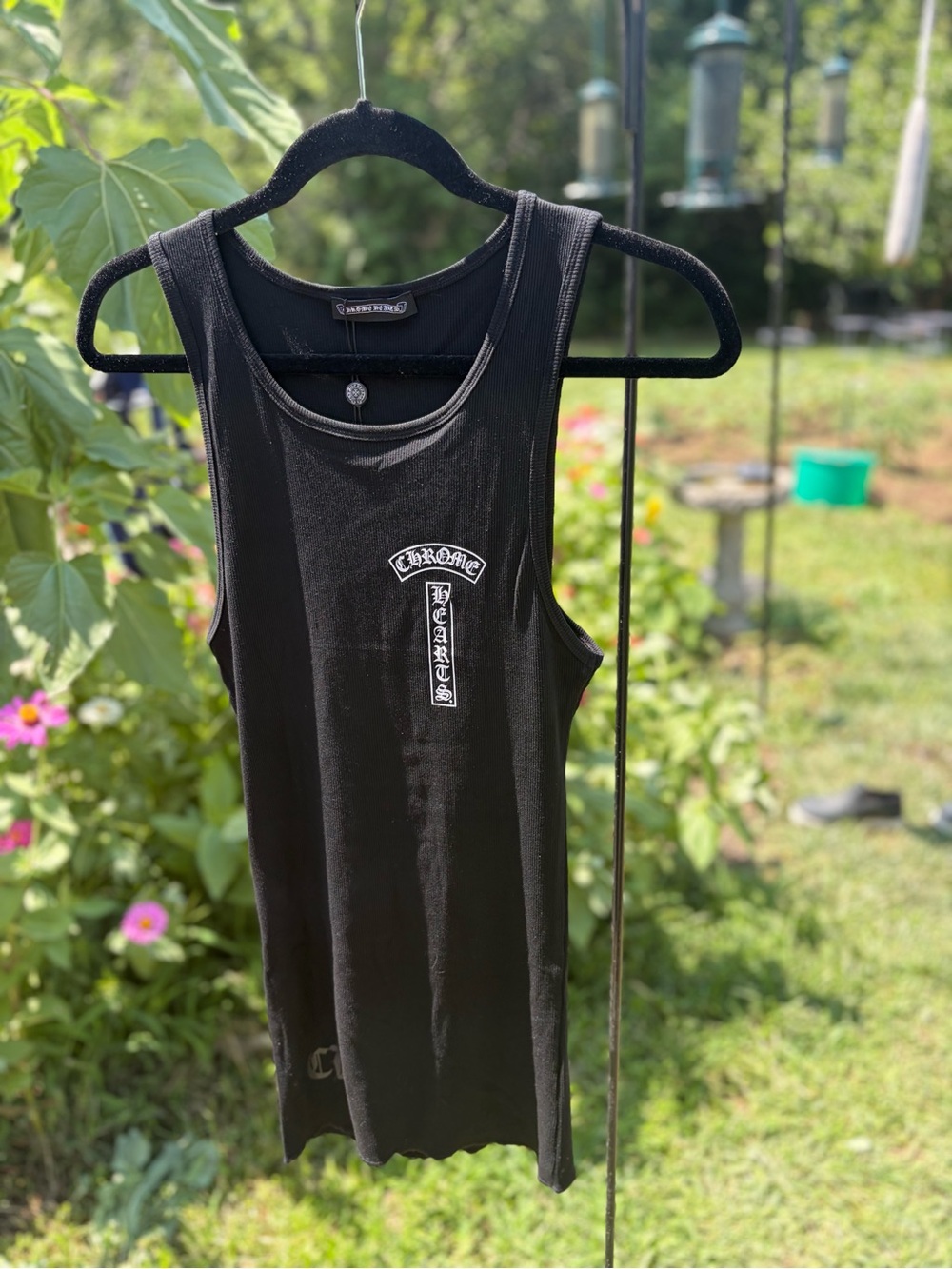 Chrome Hearts Black Tank with White Cross Logo